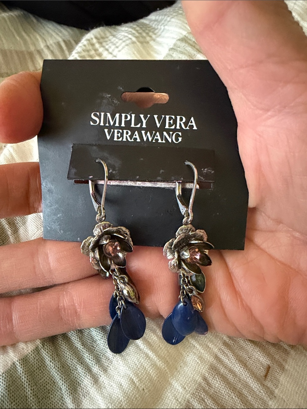 Simply Vera Vera Wang Blue Floral Drop Earrings